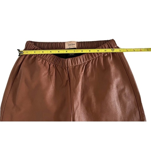 Neiman Marcus | Exclusive Women's Brown Elastic Waist Leather Pants Size Medium - Picture 6 of 15